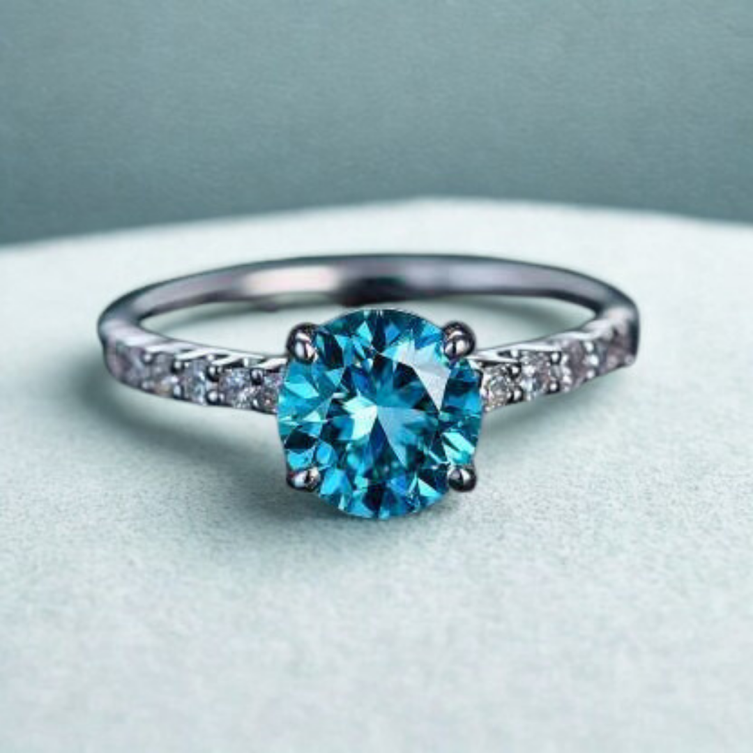 Sky Gleam Ring™ Colored Gem Stone – Dazzling Depth in a Brilliant Blue Spark