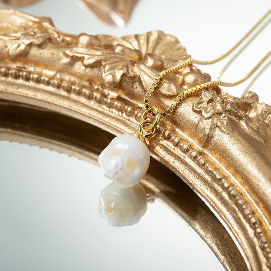 Dainty Simple Pearl Cranium Pendant Necklace™ Skull Accessories  – Refined Edge with Everyday Grace