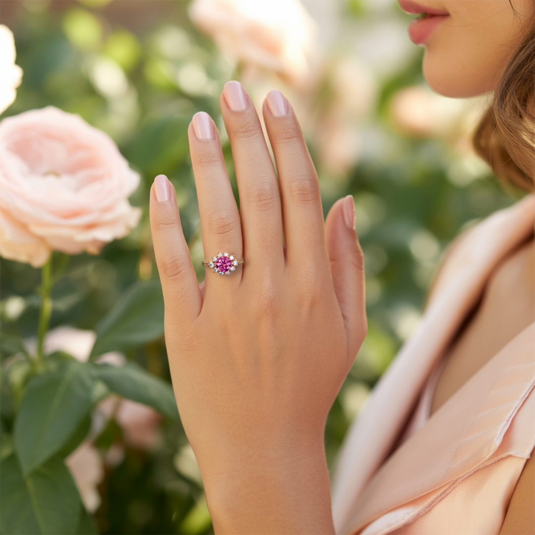 Petal Veil Ring™ Colored Gem Stone – Romantic Brilliance in Every Facet