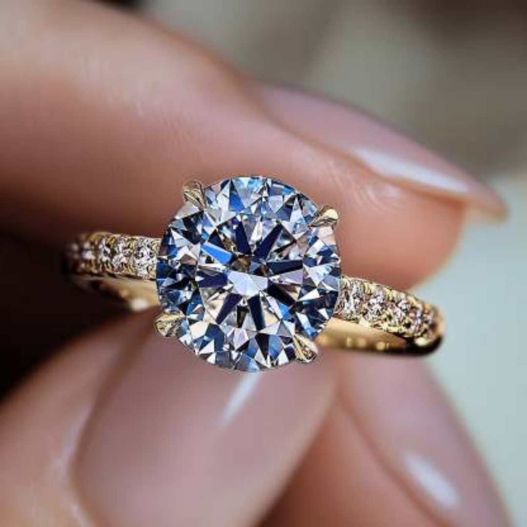 Celeste Charm Ring™ Luxury Ring – 3 Carat Moissanite with Shared Prong Accents