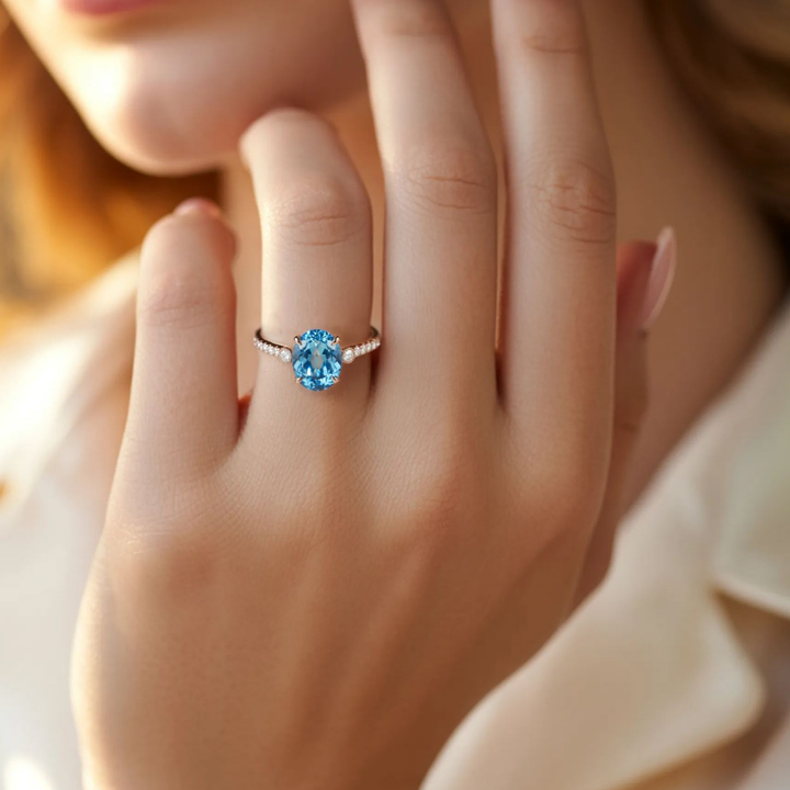 Ice Bound Ring™ Colored Gem Stone – Crystal Clarity in a Cool Blue Glow