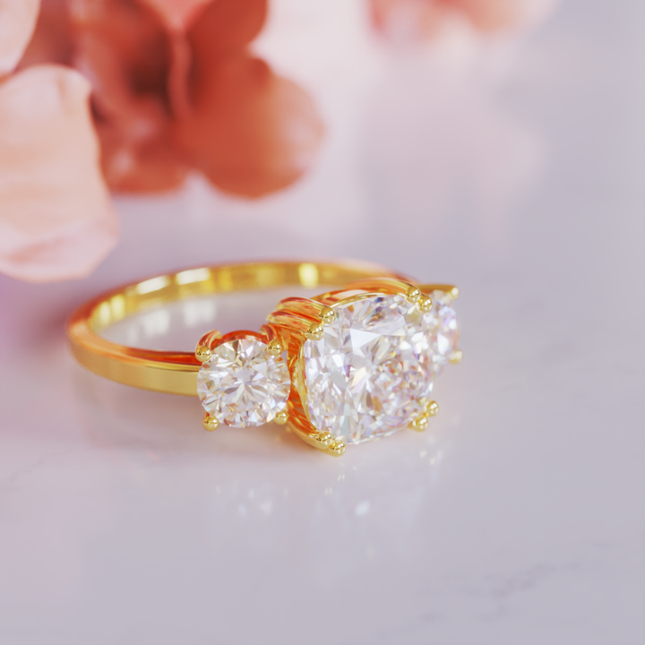 Sparkle Veil Ring™ Colored Gem Stone – Golden Glamour with Radiant Grace