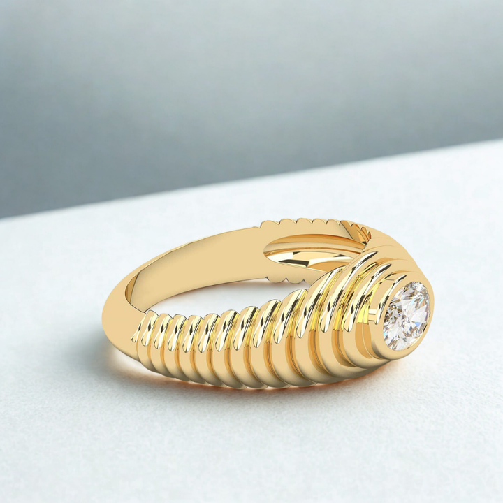 Dome Beveled Ring™ Luxury Ring – Gold Moissanite Minimal Ring
