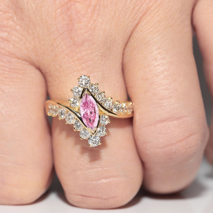 Blushing Rose Ring™ Luxury Ring – 3 Carat Pink Moissanite in Rose Gold Elegance