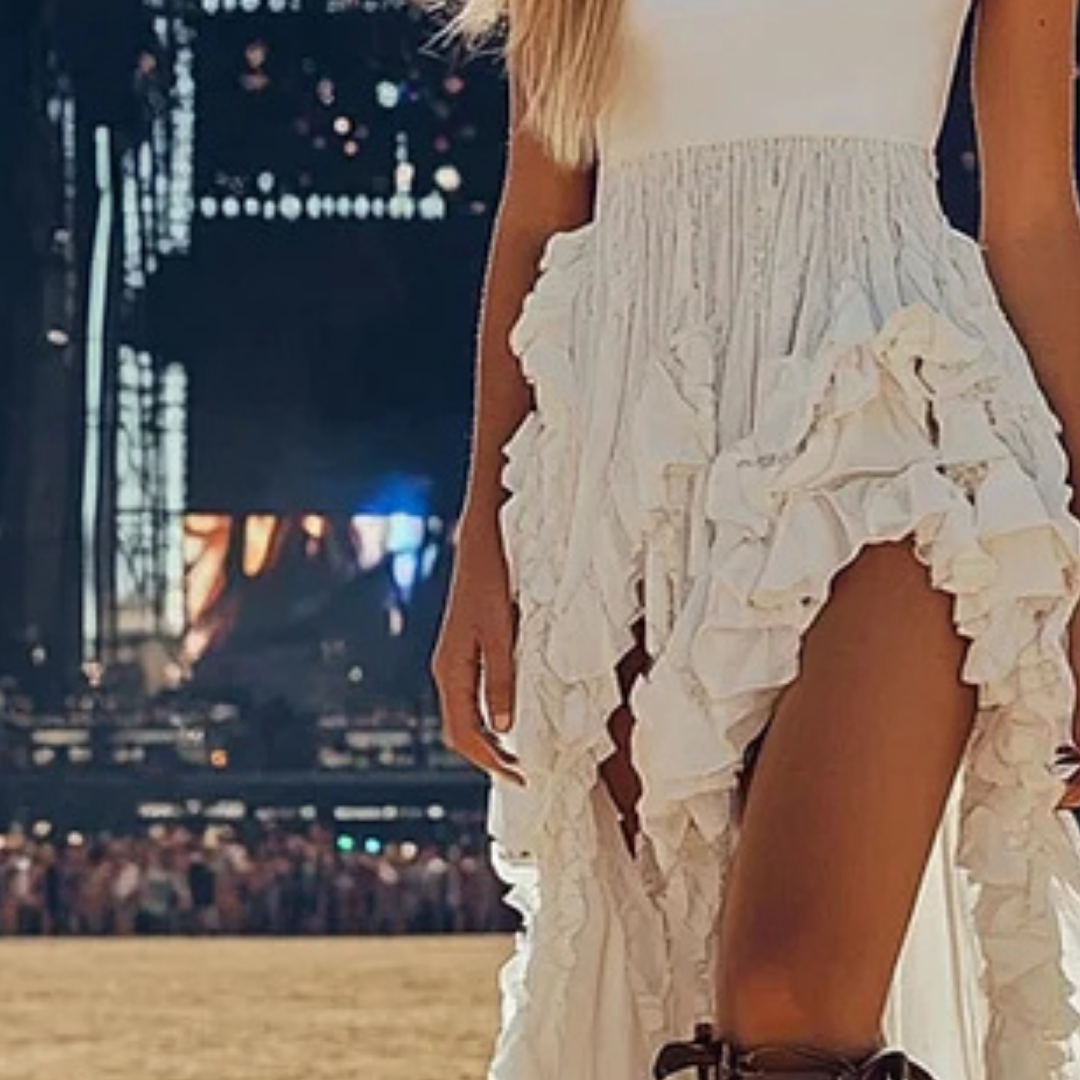 Rhythm Bloom™ Retro Western Style – Music Festival Rock Rave Party Ruffle Floral Satin Dress