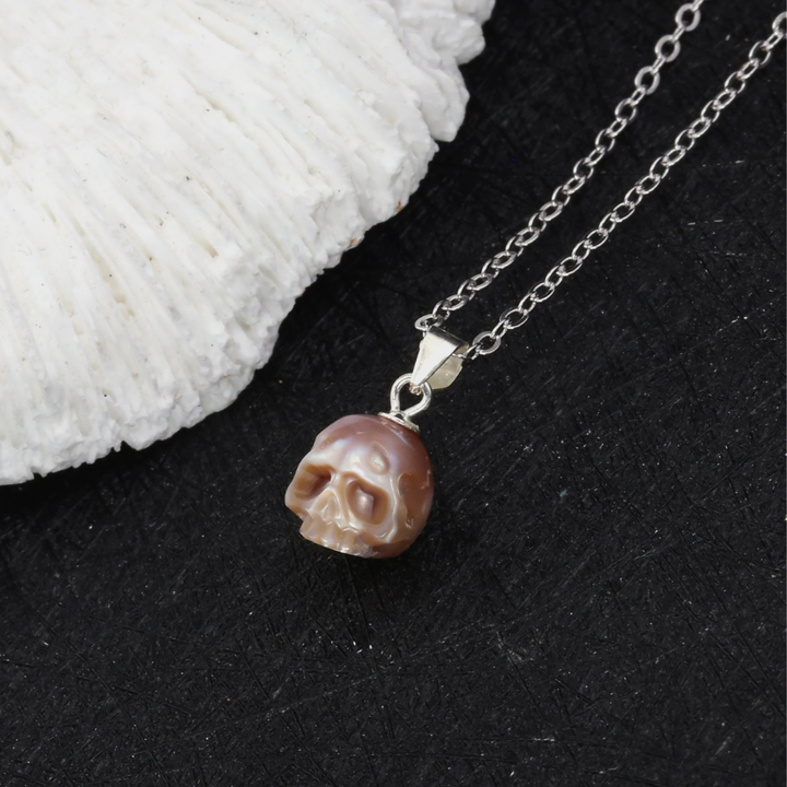Gothic Minimalist Pearl Cranium Pendant Necklace™ Skull Accessories – Subtle Elegance Meets Symbolic Edge