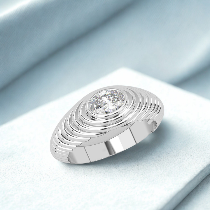 Dome Beveled Ring™ Luxury Ring – White Gold Moissanite Minimal Ring