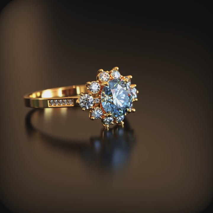 1.5ct Round Blue Moissanite Ring™ Luxury Ring – Sparkling Brilliance in Rose Gold & Gold