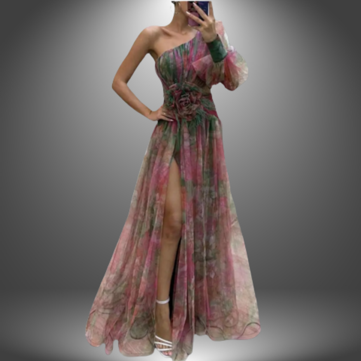 Addison™ Long Dress Collection - Vibrant One-Shoulder Floral Maxi Dress