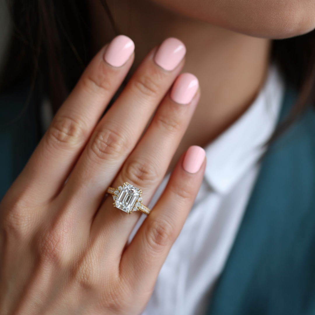 Pure Line Ring™ Colored Gem Stone – Rose Gold Glow with Vintage Brilliance
