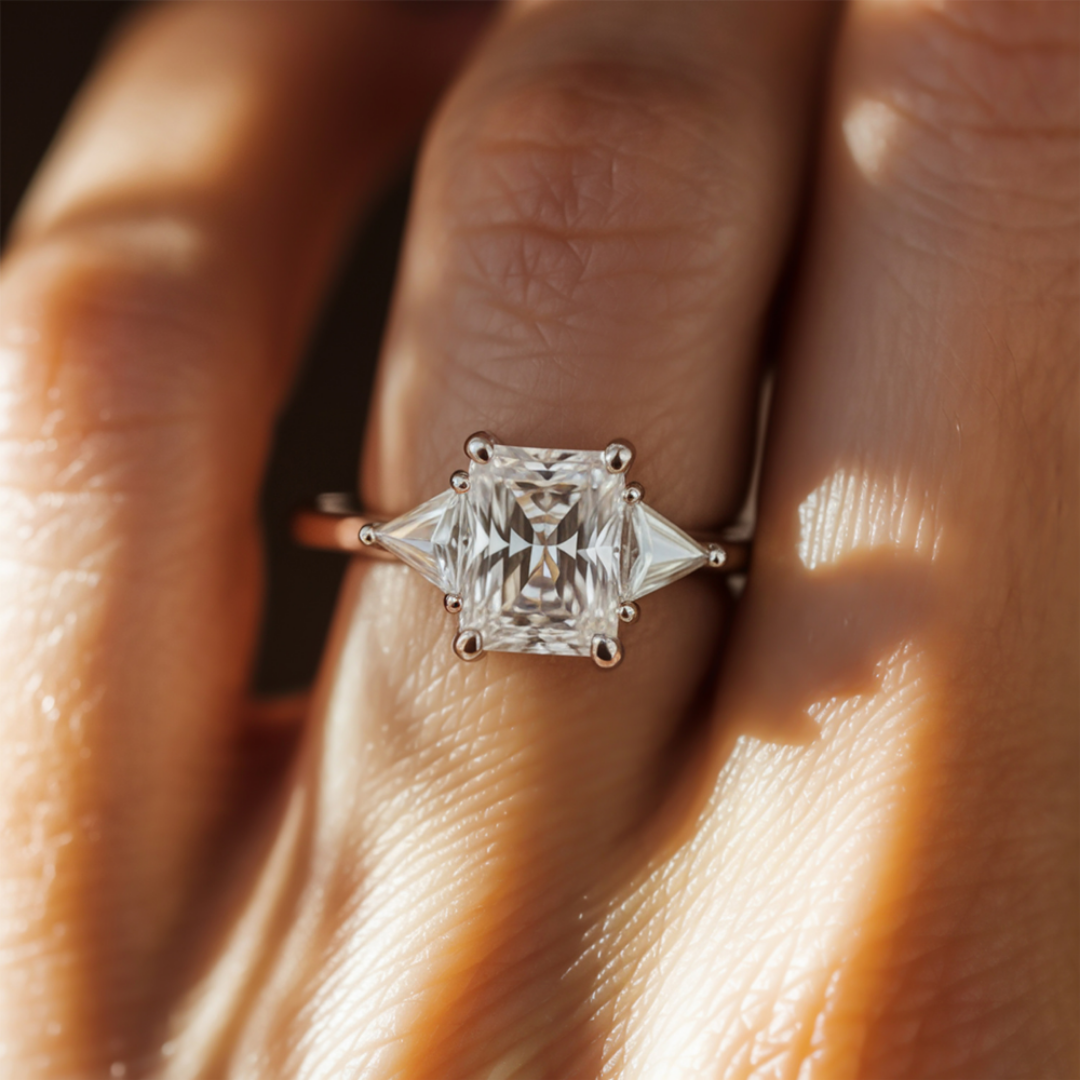Stellar Flash Ring™ Colored Gem Stone – Radiant Symmetry in a Dazzling Trio