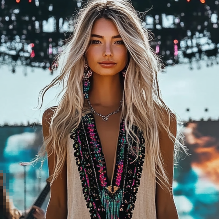 Vintage Wilderness Ethnic Style Linen Tassel Lace Suspender Dress™ Retro Western Style – Beaded Boho Chic with Asymmetric Flair