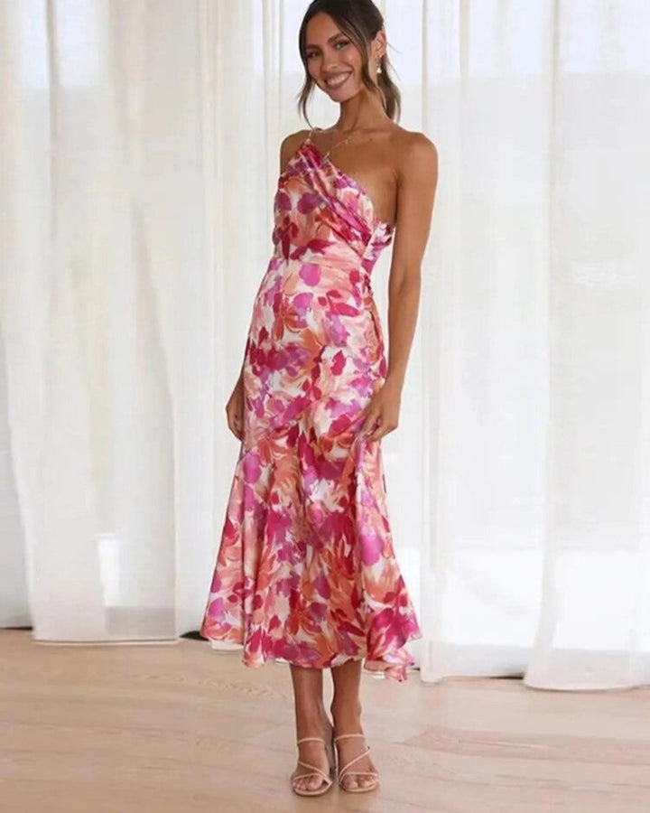 Sienna - Asymmetrical Maxi Dress with Floral Pattern for Women