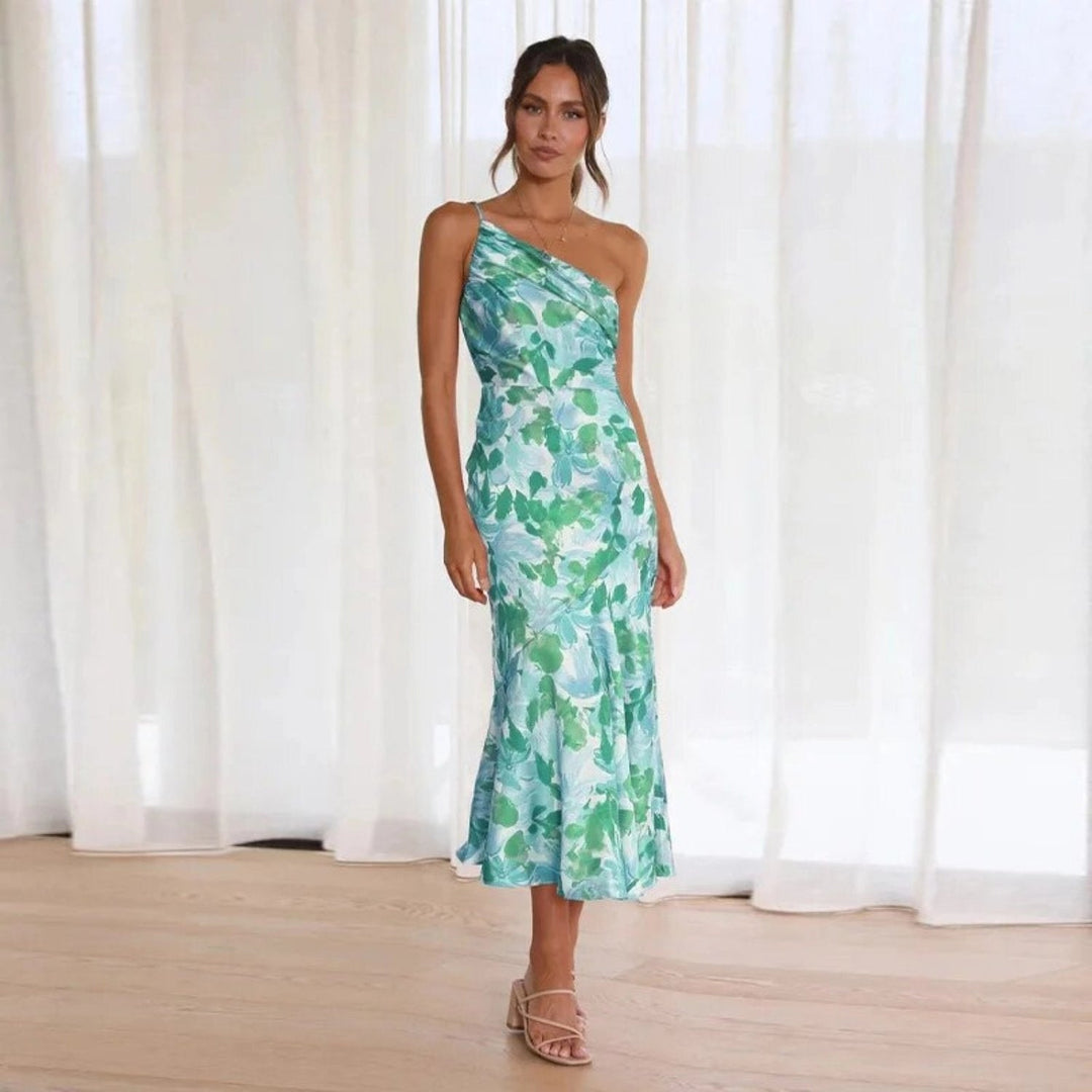 Sienna - Asymmetrical Maxi Dress with Floral Pattern for Women