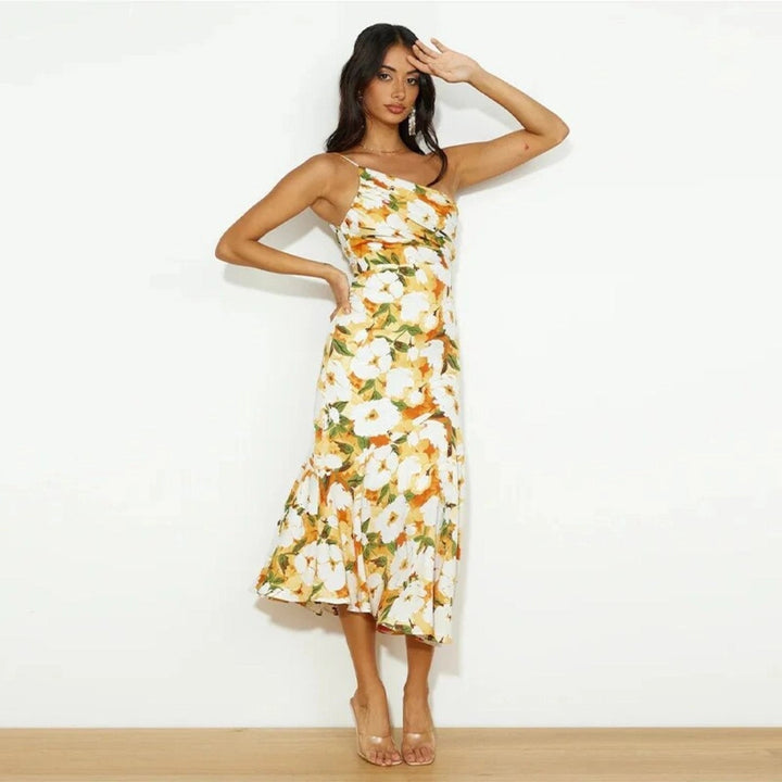 Sienna - Asymmetrical Maxi Dress with Floral Pattern for Women