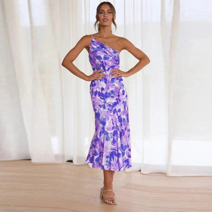Sienna - Asymmetrical Maxi Dress with Floral Pattern for Women