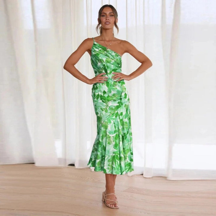 Sienna - Asymmetrical Maxi Dress with Floral Pattern for Women