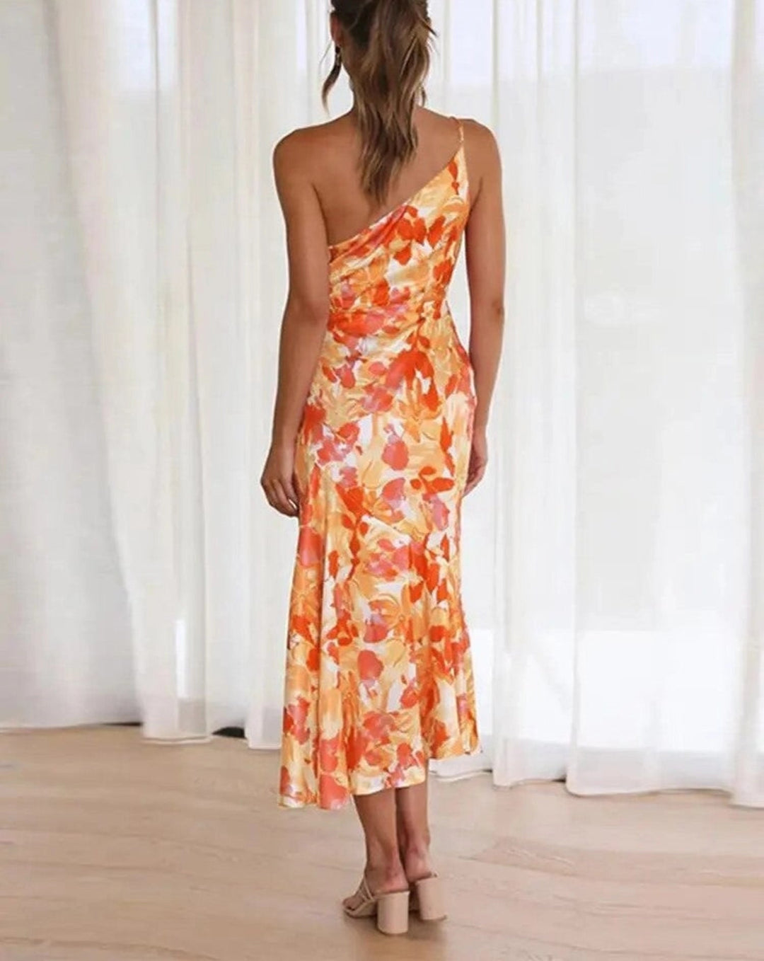Sienna - Asymmetrical Maxi Dress with Floral Pattern for Women