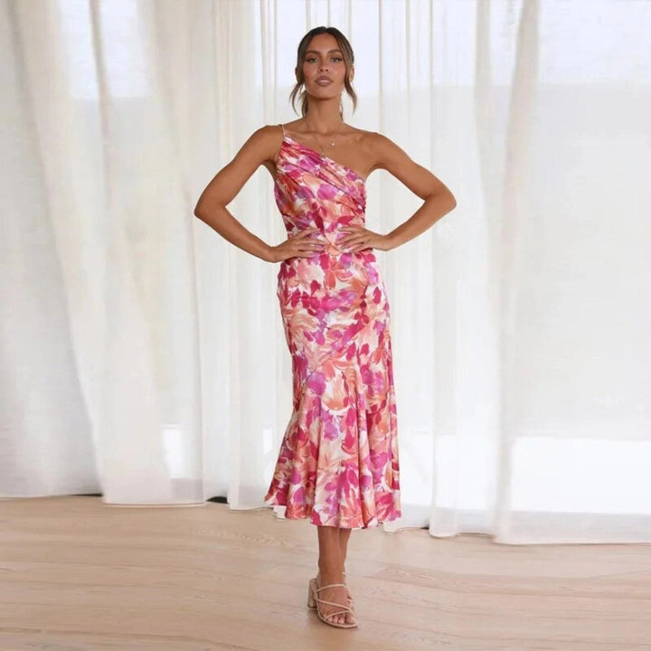 Sienna - Asymmetrical Maxi Dress with Floral Pattern for Women