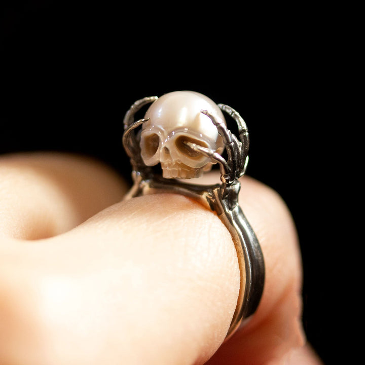 Be A Thinker Grey Pearl Cranium Ring™ Skull Accessories – A Symbol of Reflection and Depth