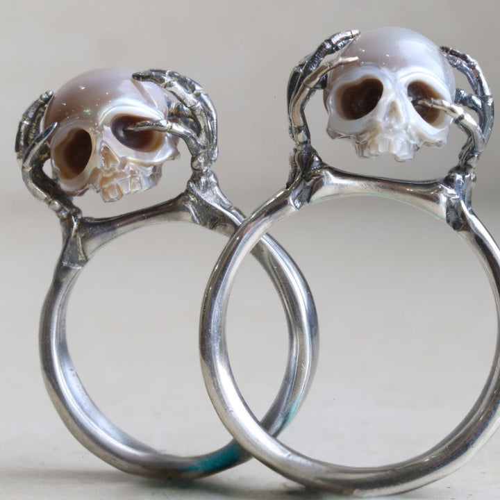 Be A Thinker Grey Pearl Cranium Ring™ Skull Accessories – A Symbol of Reflection and Depth