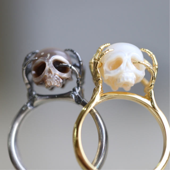 Be A Thinker Grey Pearl Cranium Ring™ Skull Accessories – A Symbol of Reflection and Depth