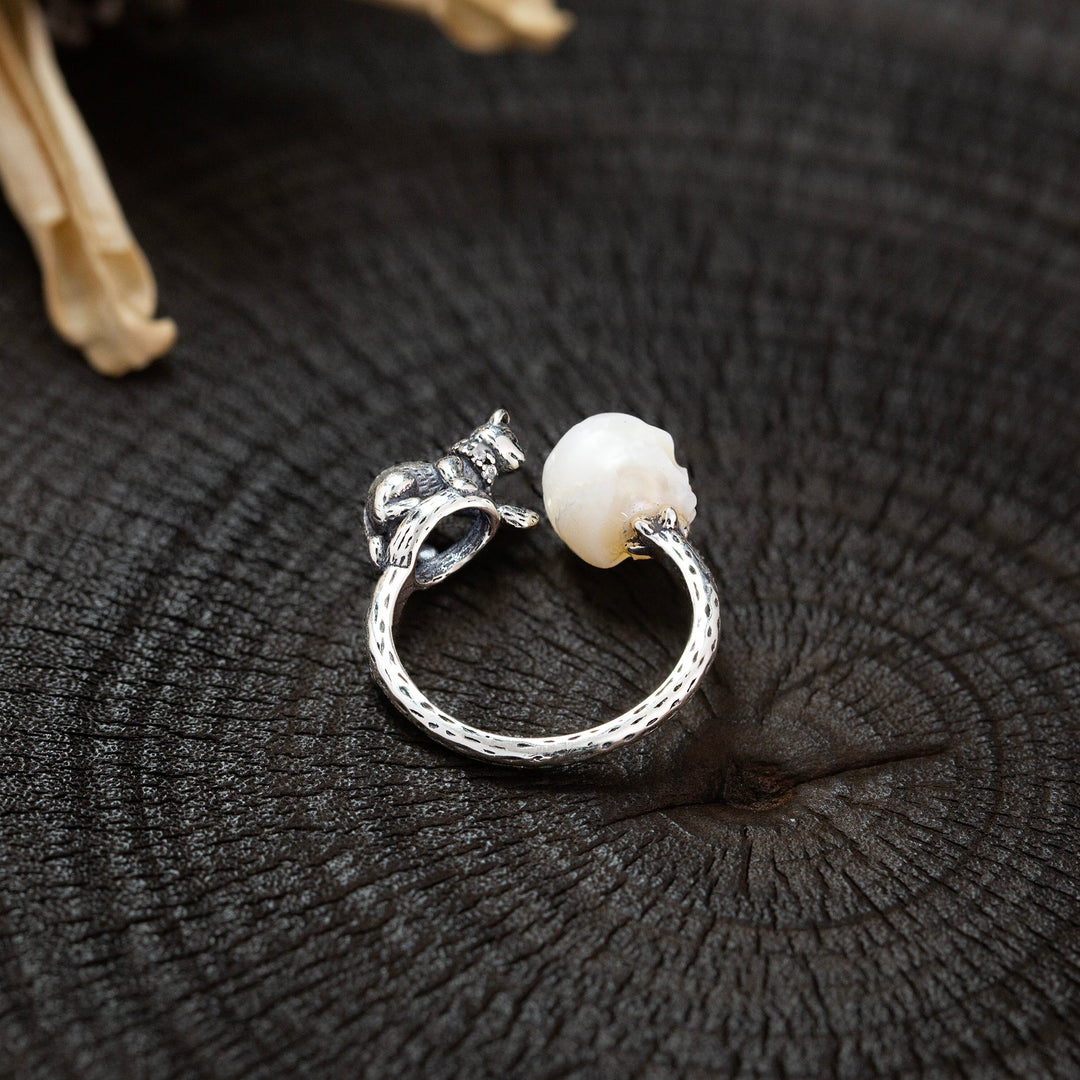 Celestial Cat Pearl Skull Ring™ Skull Accessories  – Mystical Elegance Meets Bold Mystery