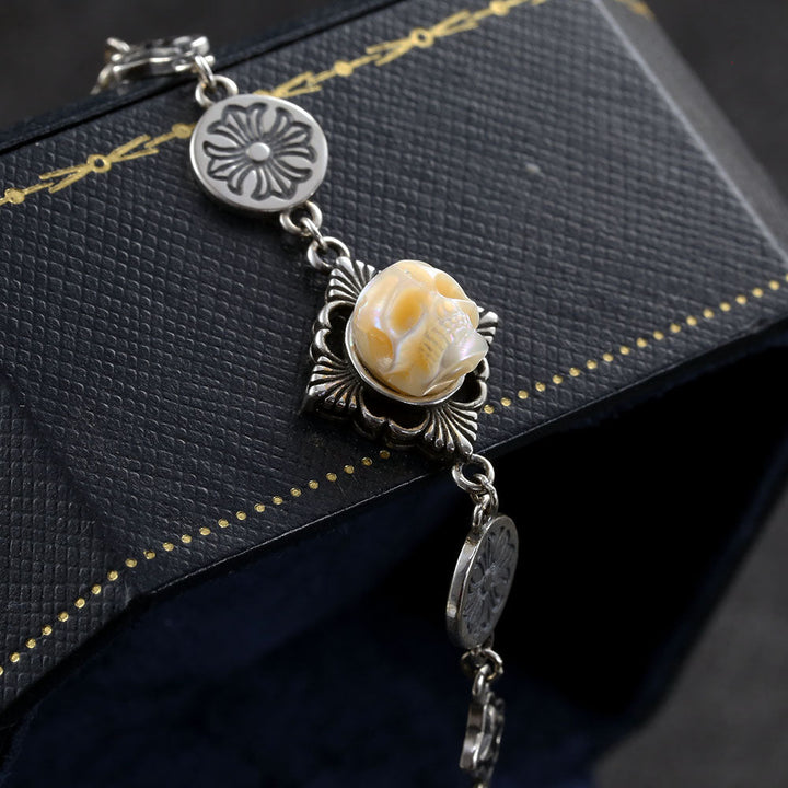Chrome Heart Pearl Skull Chain Bracelet™ Skull Accessories  – For the Bold & Iconic