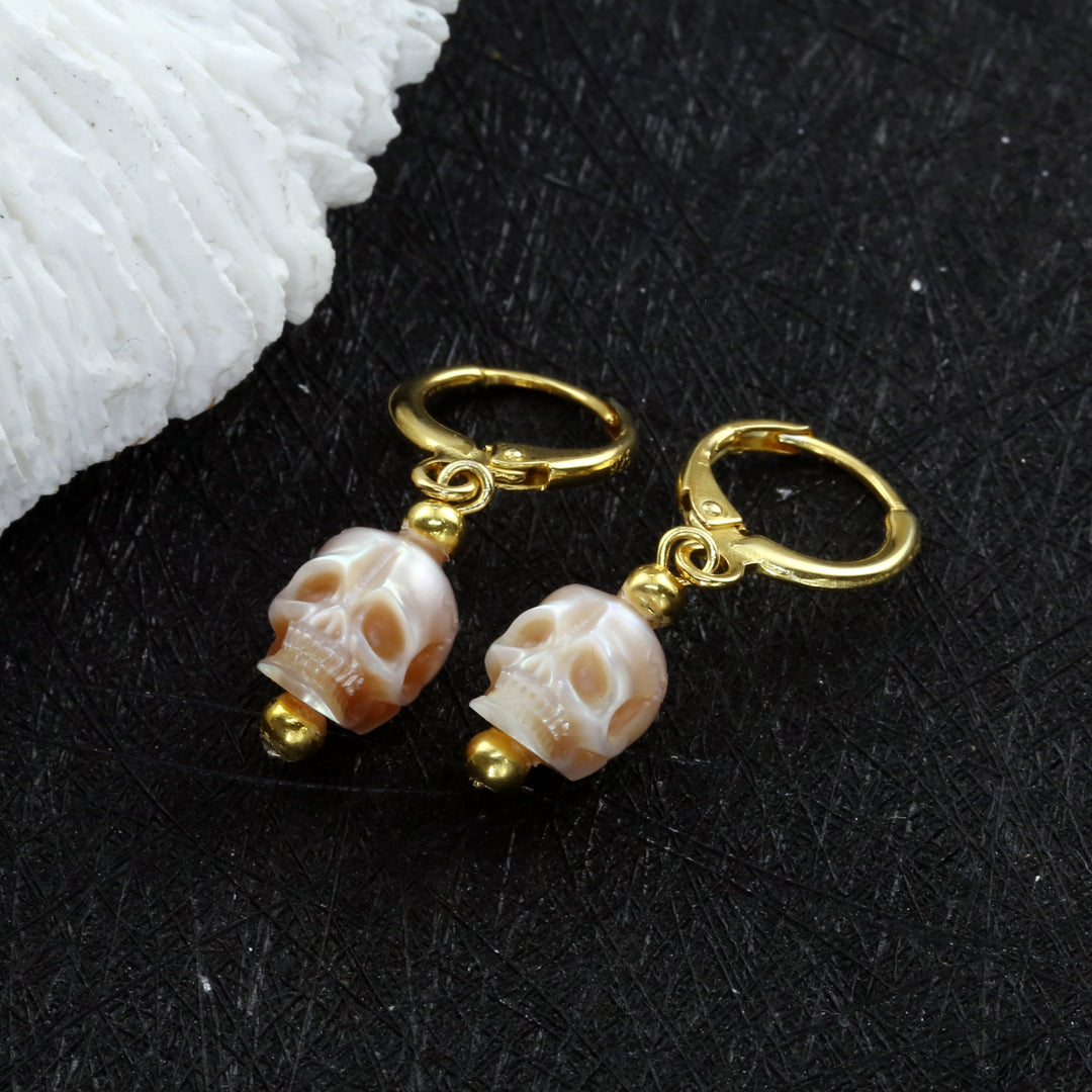 Classic Pearl Skull Hoop Clasp & Threader Earrings™ Skull Accessories – Understated Elegance with a Bold Twist