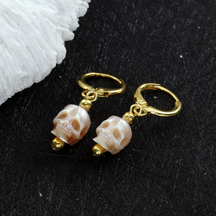 Classic Pearl Skull Hoop Clasp & Threader Earrings™ Skull Accessories – Understated Elegance with a Bold Twist