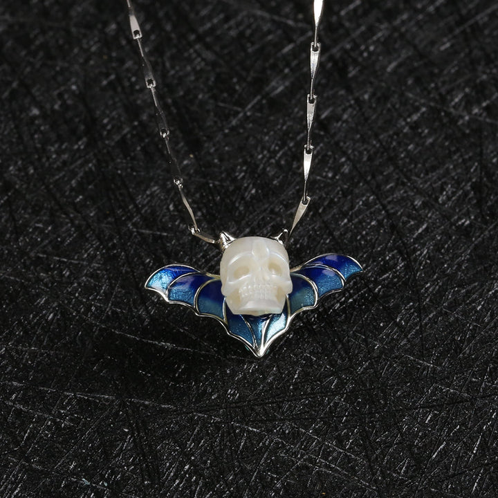 Devil Horn Bat Pearl Skull Necklace™ Skull Accessories  – Gothic Elegance with a Dark Twist