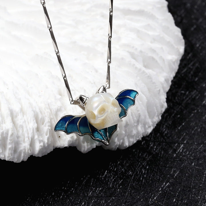 Devil Horn Bat Pearl Skull Necklace™ Skull Accessories  – Gothic Elegance with a Dark Twist