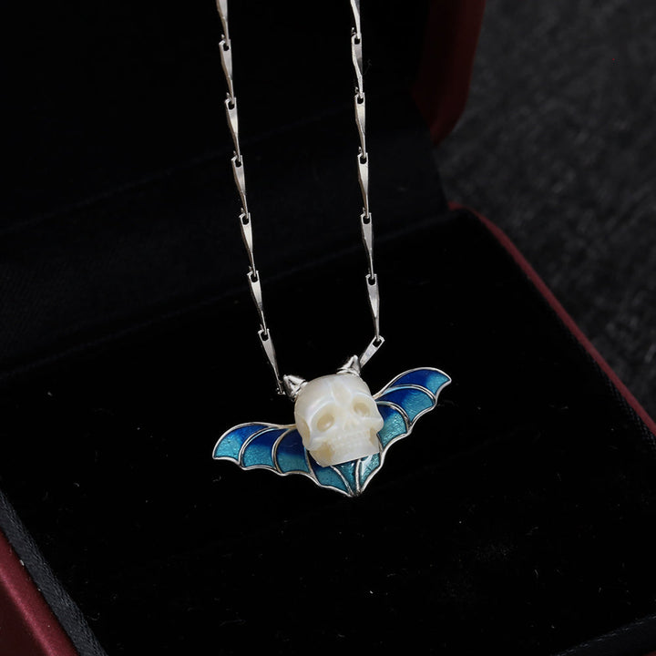Devil Horn Bat Pearl Skull Necklace™ Skull Accessories  – Gothic Elegance with a Dark Twist