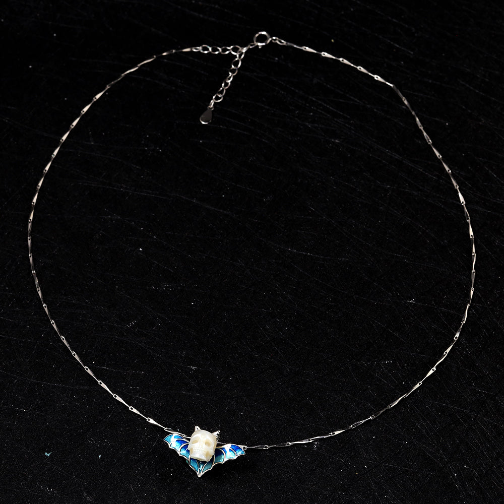 Devil Horn Bat Pearl Skull Necklace™ Skull Accessories  – Gothic Elegance with a Dark Twist