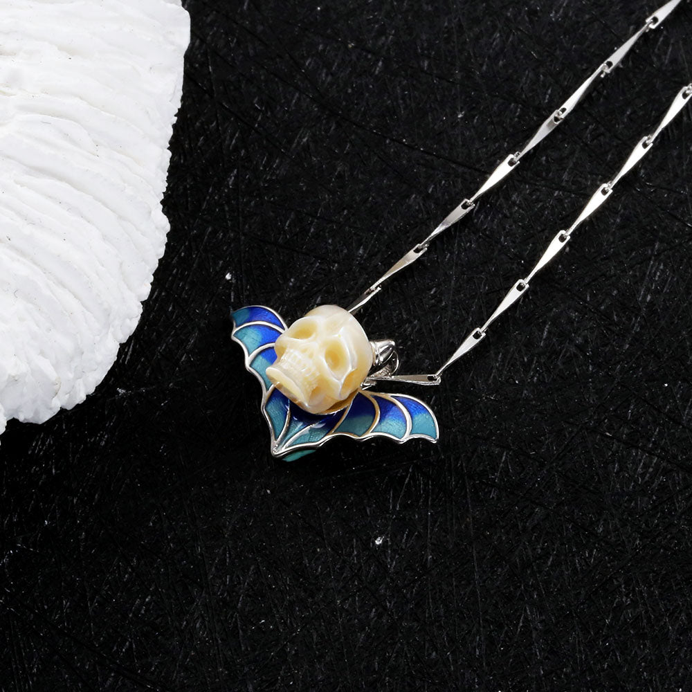 Devil Horn Bat Pearl Skull Necklace™ Skull Accessories  – Gothic Elegance with a Dark Twist