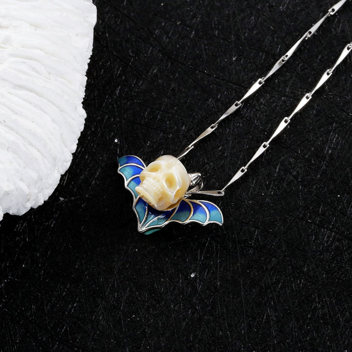 Devil Horn Bat Pearl Skull Necklace™ Skull Accessories  – Gothic Elegance with a Dark Twist
