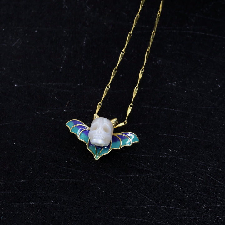 Devil Horn Bat Pearl Skull Necklace™ Skull Accessories  – Gothic Elegance with a Dark Twist