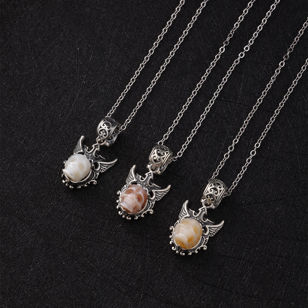 Devil's Wing Pearl Skull Pendant Necklace™ Skull Accessories – Embrace Your Dark Elegance