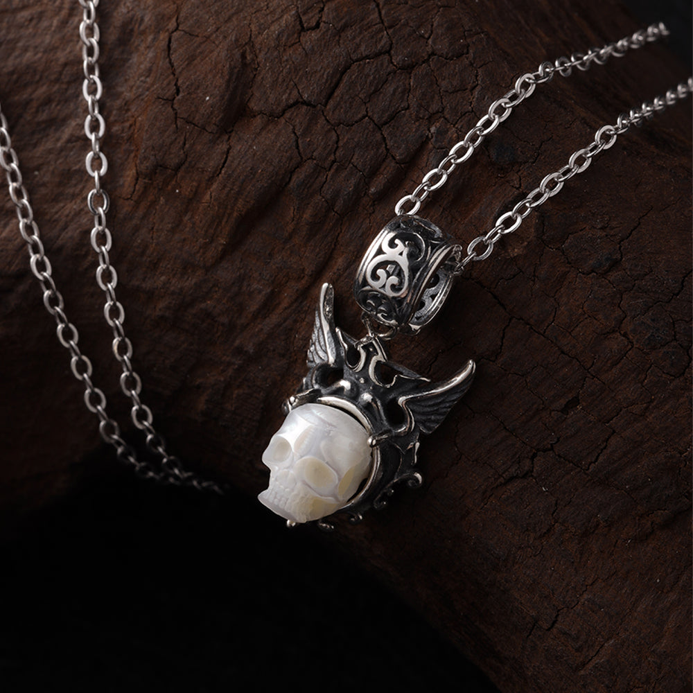 Devil's Wing Pearl Skull Pendant Necklace™ Skull Accessories – Embrace Your Dark Elegance