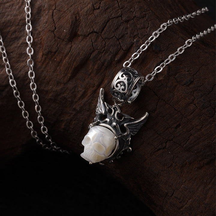 Devil's Wing Pearl Skull Pendant Necklace™ Skull Accessories – Embrace Your Dark Elegance