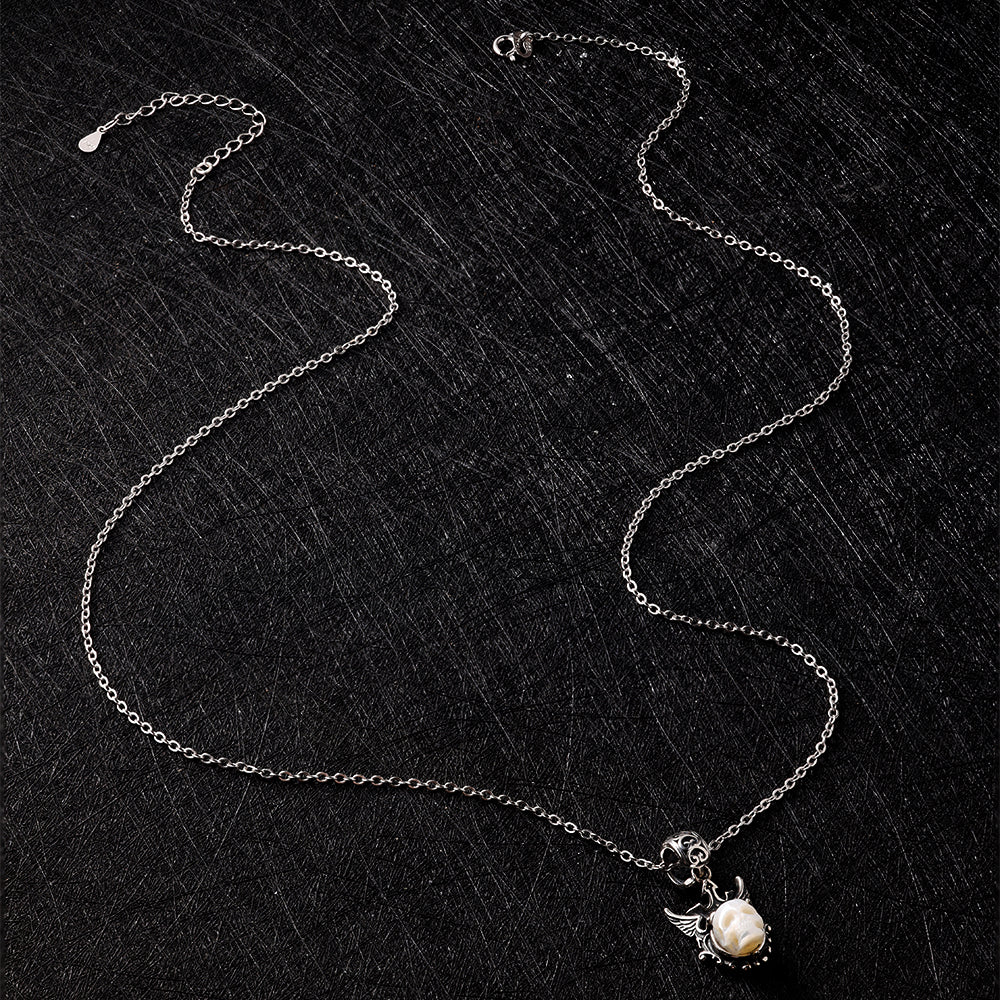 Devil's Wing Pearl Skull Pendant Necklace™ Skull Accessories – Embrace Your Dark Elegance