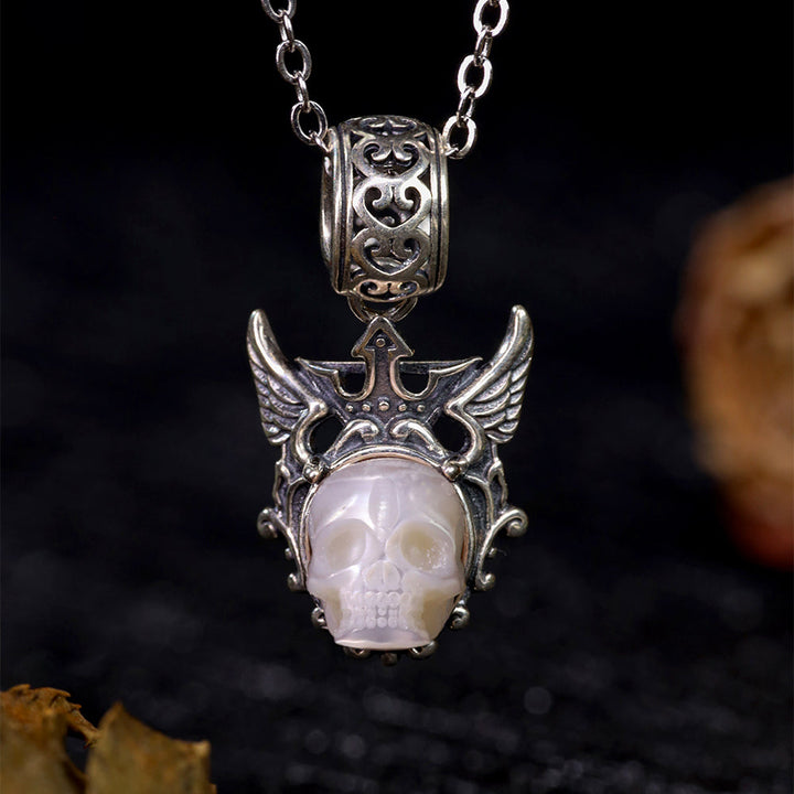 Devil's Wing Pearl Skull Pendant Necklace™ Skull Accessories – Embrace Your Dark Elegance
