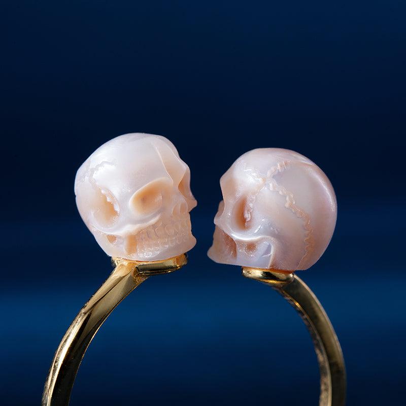 Toi et Moi Two Stone Pearl Skull Ring™ Skull Accessories  – A Bold Twist on Romantic Symbolism