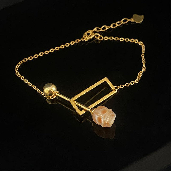 Geometric Galaxy Love Pearl Skull Bracelet™ Skull Accessories – Minimalist Elegance with a Cosmic Edge