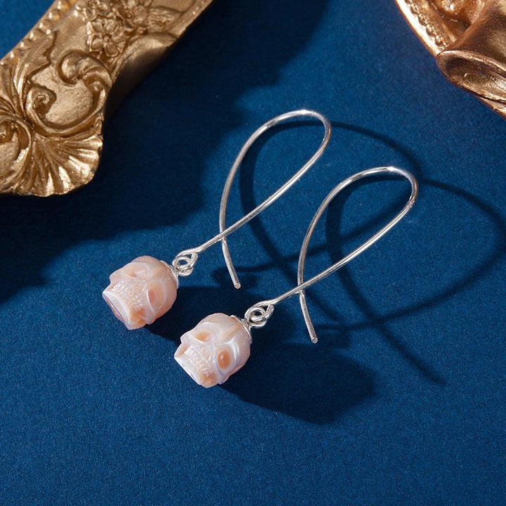 Geometric Dreams Pearl Skull Wire Earrings™ Skull Accessories – Angular Pearl Skull Earrings with Sculptural Wire Design