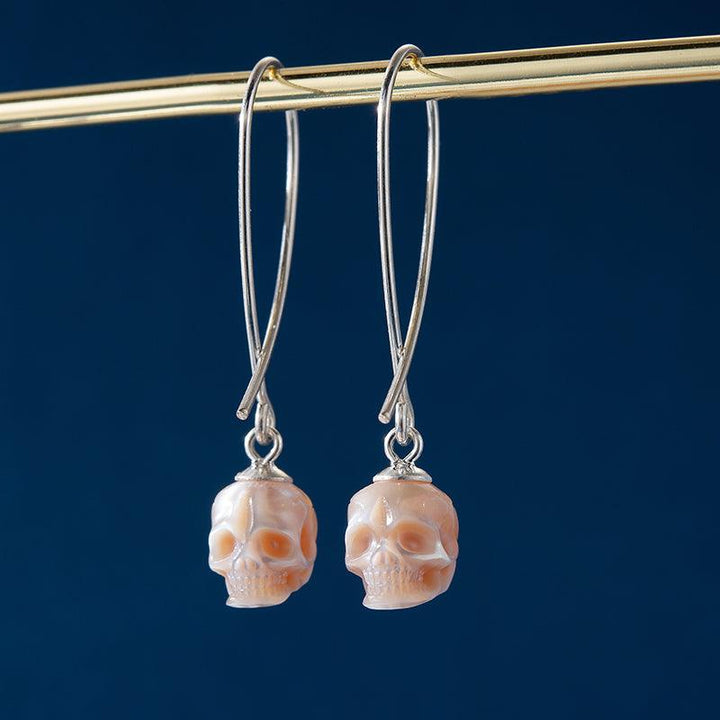 Geometric Dreams Pearl Skull Wire Earrings™ Skull Accessories – Angular Pearl Skull Earrings with Sculptural Wire Design