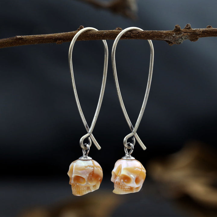 Geometric Dreams Pearl Skull Wire Earrings™ Skull Accessories – Angular Pearl Skull Earrings with Sculptural Wire Design
