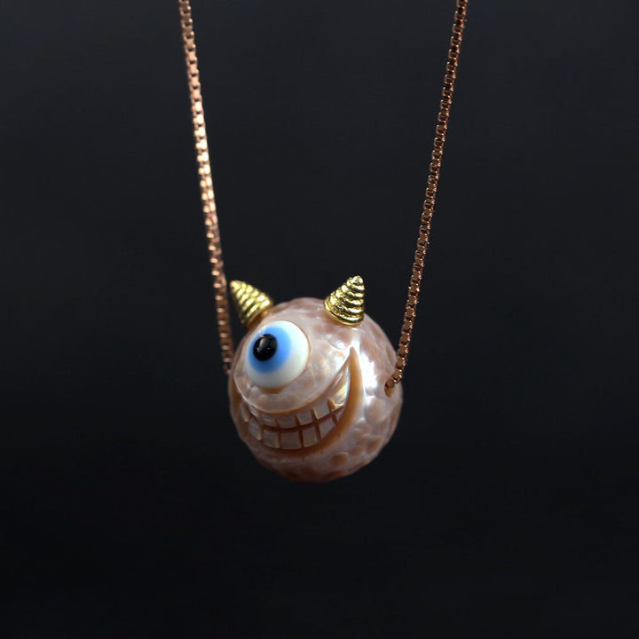 Hand Carved Monster Pearl Bead Necklace™ Skull Accessories  – Playful Whimsy Meets Natural Elegance