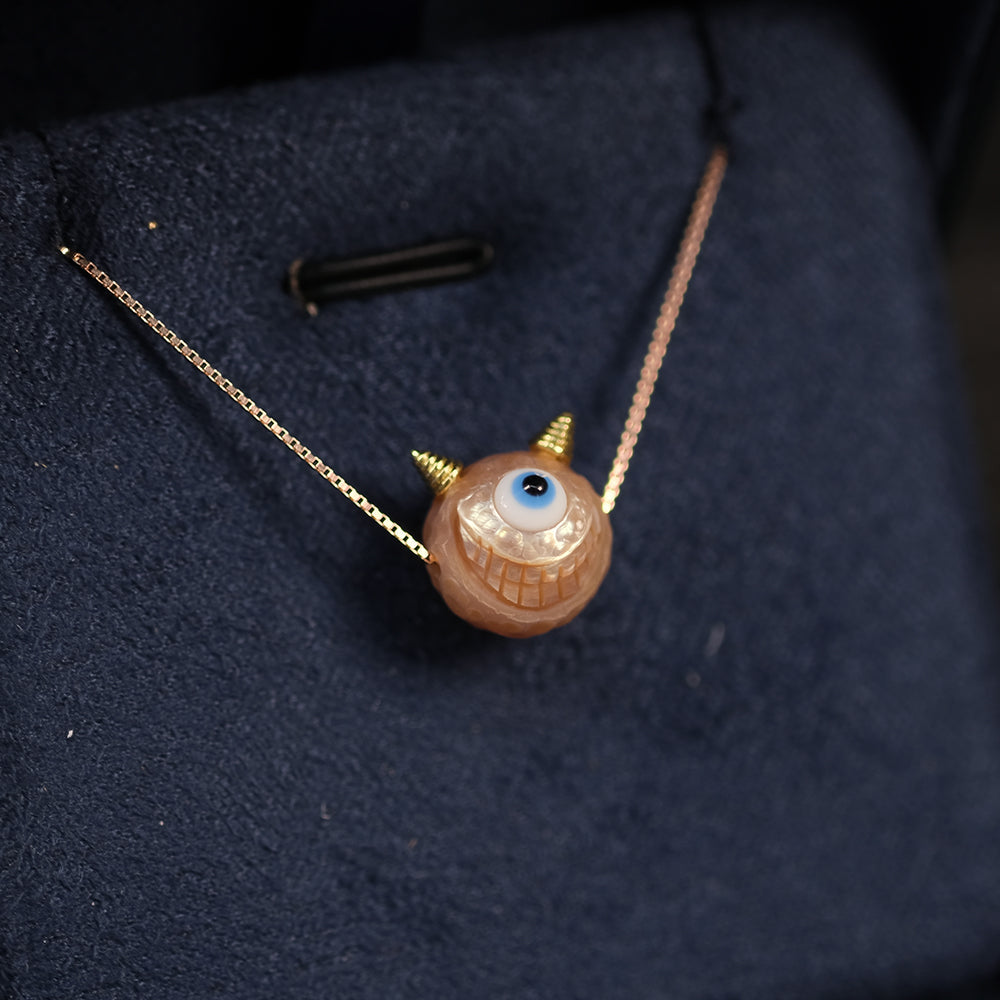 Hand Carved Monster Pearl Bead Necklace™ Skull Accessories  – Playful Whimsy Meets Natural Elegance