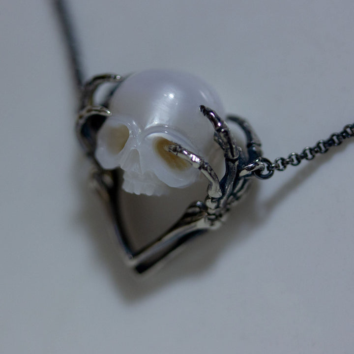 Hands on Head Skull Cranium Necklace™ Skull Accessories – Bold Gothic Expression with Emotional Depth